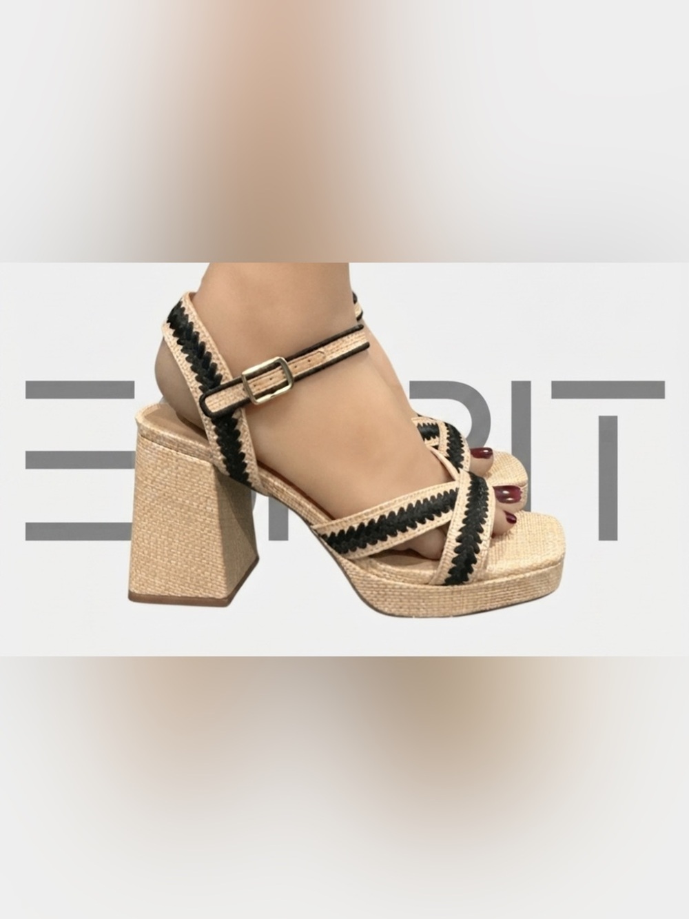 New authentic Esprit designer platform sandals sz 7.5 display